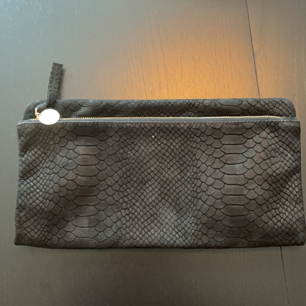 Clare V black leather fold over clutch